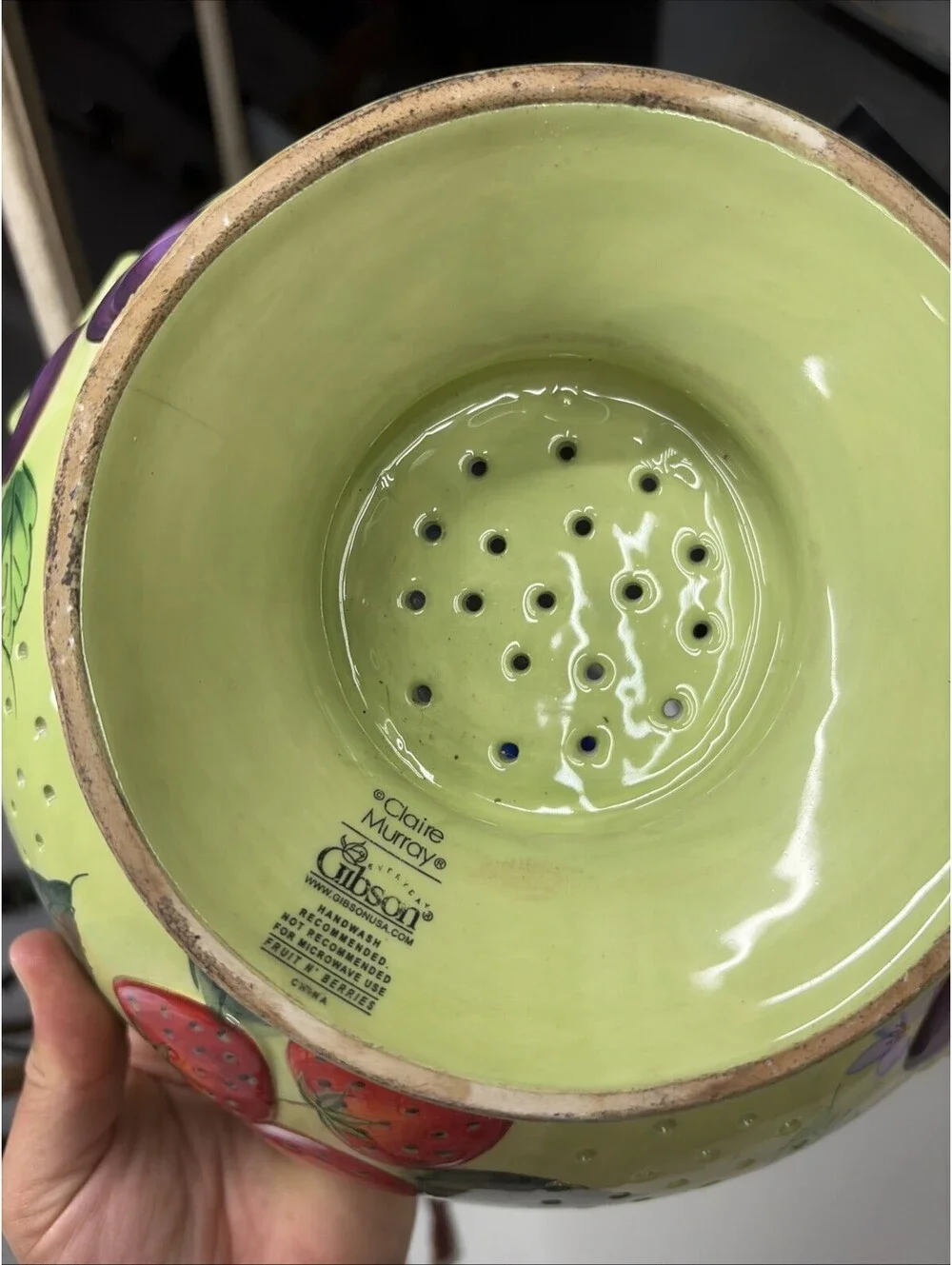 Vintage Claire Murray Gibson Fruit & Berries Embellished Strainer/ Colander
